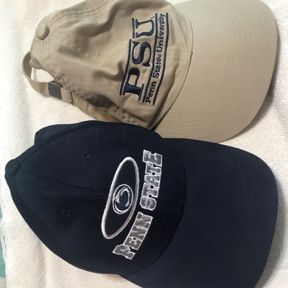 Captivating Headgear-The Game  Penn State caps 1 navy blue/white and 1 tan/blue.